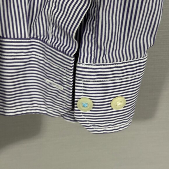 Banana Republic Shirt Mens Large Grant Fit 120's Supima Cotton Purple Stripe - Picture 4 of 6